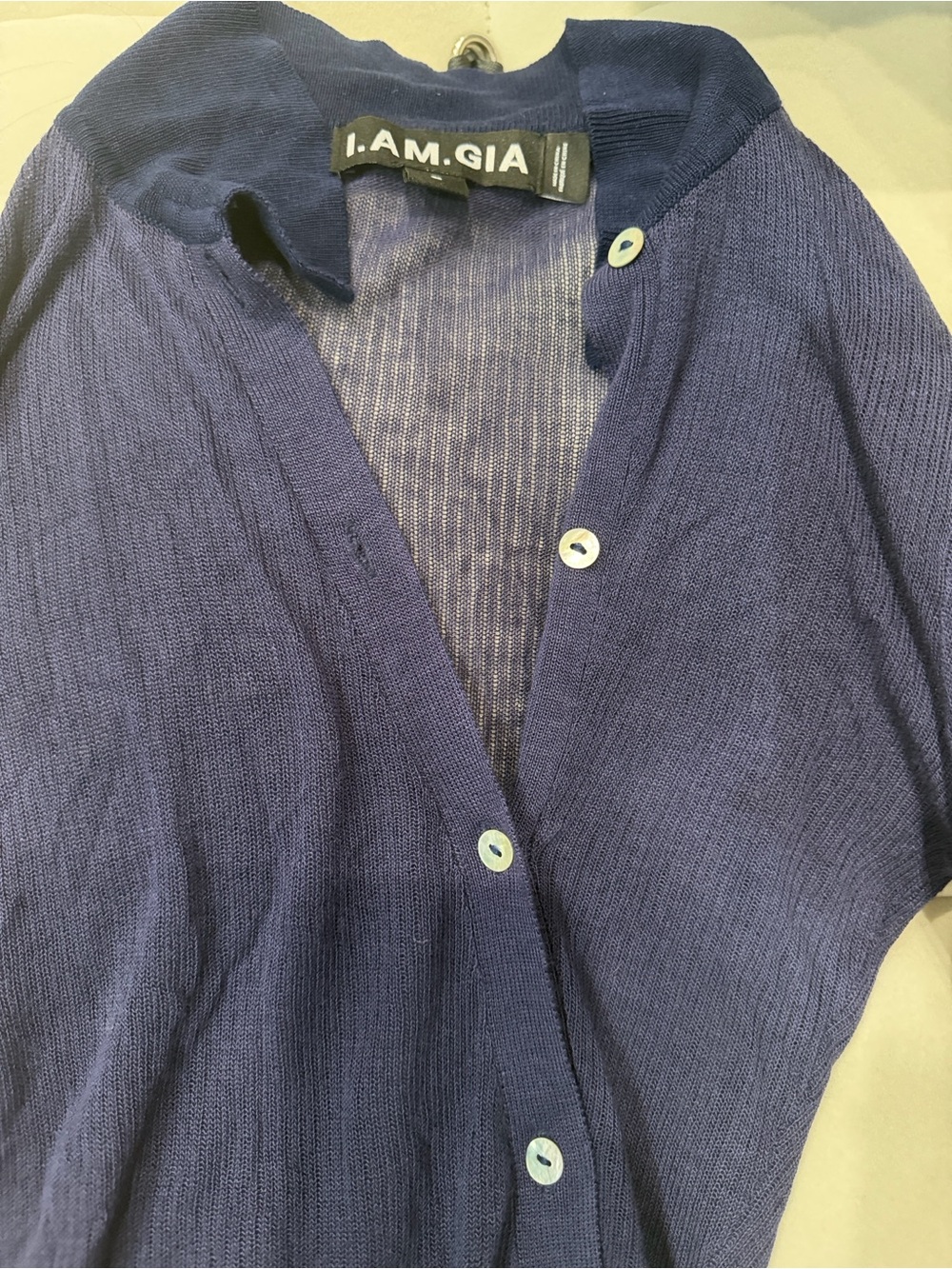 I.AM.GIA Deep Navy Ribbed Button-Up Cardigan - Picture 2 of 3